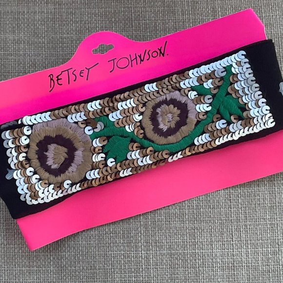 Betsey Johnson Women Headband Multi Color Sequins Neckband Wristband Multi Use - Picture 8 of 9